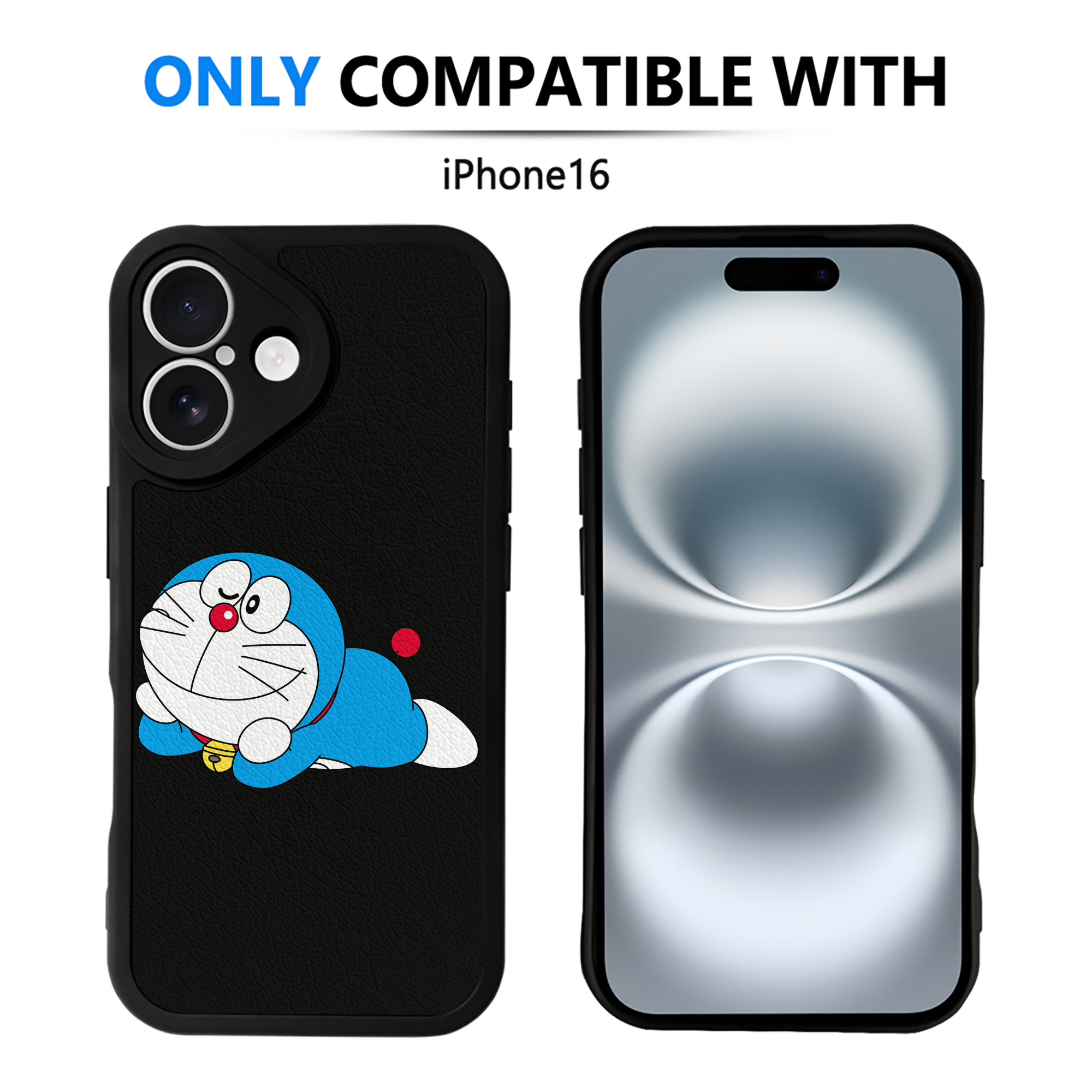 （画像用） ドラえもん Doraemon 【iPhone 16シリーズ対応】シリコンスマホケース（レザー調） 材質：シリコン